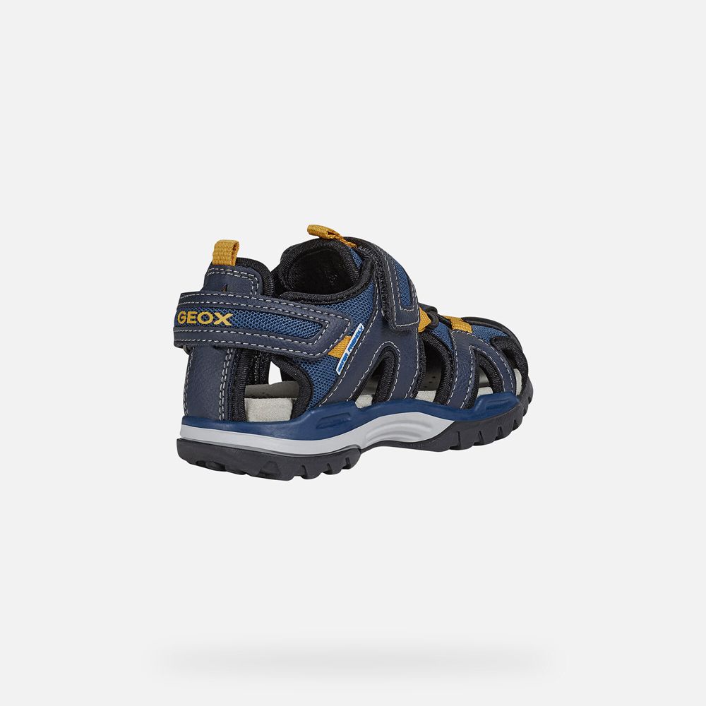 Geox Sandals Navy/Yellow Borealis - Geox Boys Shoes - WKBTDY736